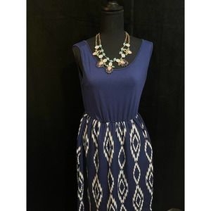 Charming Charlie, Blue Dress, bottom zigzag pattern design, Large